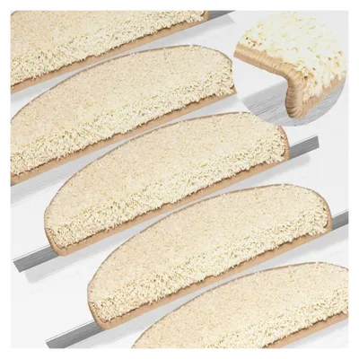 Produktbild von 15 Treppenmatten, Stufenmatten, Treppenteppich, Antirutschmatten für Treppen, Creme 65 x 25 cm