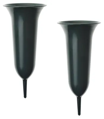 Produktbild von Steckvasen Grab Friedhof Deko grün Set 11,5 cm