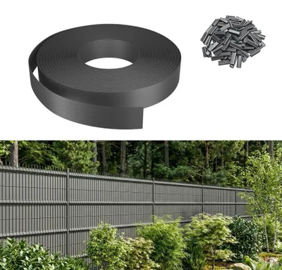 Produktbild von XINZI PVC Sichtschutzstreifen Zaun Sichtschutz Balkonsichtschutz Wetterfest UV-beständig Mit Befestigungsclips Für Garten Balkon Terrasse 65m Grau