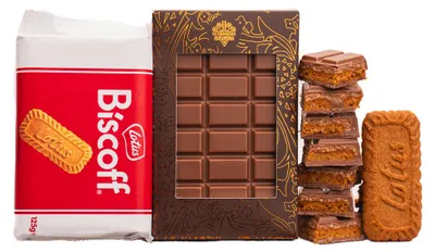 Produktbild von Schokolade mit Karamellfüllung und Lotus-Biscoff-Keksen, 120 g – Schronisko Bukowina
