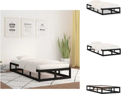 Produktbild von vidaXL Massivholzbett Schwarz 75x190 cm -  Betten & Bettgestelle