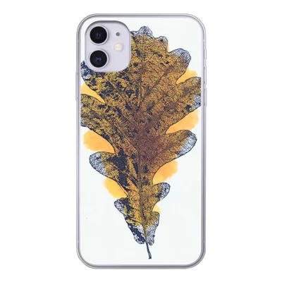 Produktbild von MuchoWow® Handyhülle Schutzhülle Hülle für iPhone 11 Aquarell - Orange - Eichenblatt Silikon Softcase Handy Hülle - Handytasche