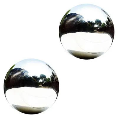 Spiegelkugel aus Edelstahl, 10 cm, 2 Stück, poliert, reflektierend