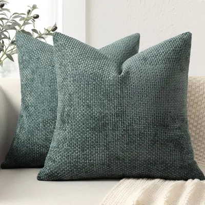 Immagine prodotto di Copridivano 40x40 cm, set da 2, in ciniglia turchese, morbido, per divano, letto, soggiorno