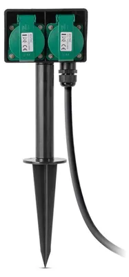 Obrázok produktu pre Entac ESE1.5G2-5-IP44S, 5 m, Vonkajší, IP44, Čierna, Zelená, 2 AC zásuvky/AC zásuviek, 250 V