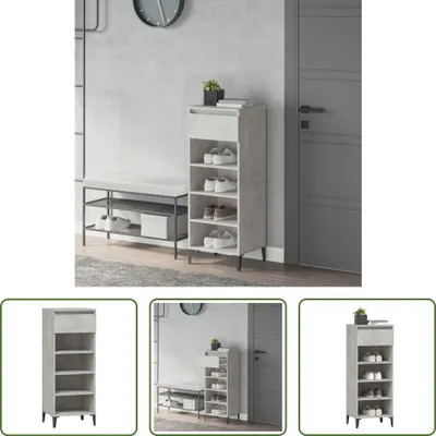Produktbild von The Living Store Schuhregal Betongrau 40x36x105 cm Holzwerkstoff