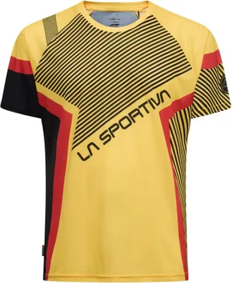 Productafbeelding van Flow T-Shirt M - Lichtgewicht trailrunning shirt voor heren - La Sportiva, maat: M, kleur: K00Y00 - Zwart/Geel