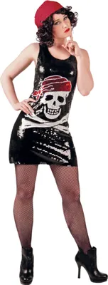 Produktbild von Pailettenkleid Dazzle Pirat Totenkopf Skull Party Kleid 36-38