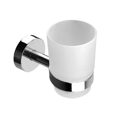 Image de Sanela Accessoires en acier inoxydable - Pot à brosse à dents et à dentifrice avec support, verre dépoli/acier inoxydable brillant SLZD 12