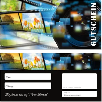Produktbild von 10 Stück Geschenkgutscheine (Kamera-707) Gutscheine Gutscheinkarten für Bereiche wie Einzelhandel fotografieren Bilder Fotos Fotostudio