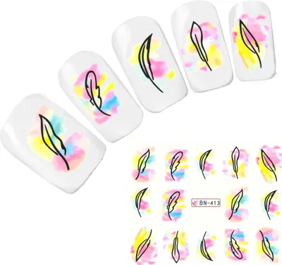 Produktbild von Tattoo Nail Art Feder Bunt Nagel Sticker
