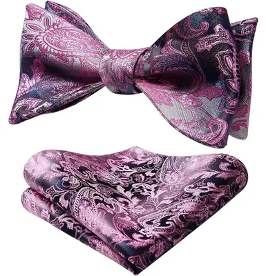Obrázok produktu pre Mužská vreckovka s paisley vzorom, tkaná technikou Jacquard, ružová/šedá, univerzálna veľkosť, sada