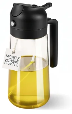 Productafbeelding van Moritz & Moritz Olievernevelaar van glas, 470 ml, zwart – Olievernevelaar voor airfryer, pan en grill