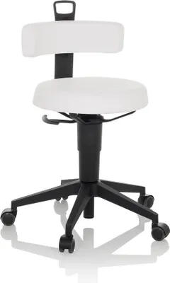 Produktbild von Ergonomischer Hocker mit Verstellbarer Rückenlehne und Kunstlederbezug - Schwarz