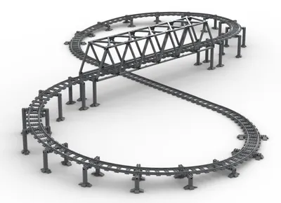 Produktbild von Trixbrix Endlosschleife mit Brücke, Hochbahn-Set – Schienen kompatibel mit LEGO® City Eisenbahn und Zug, Zubehör für Klemmbausteine