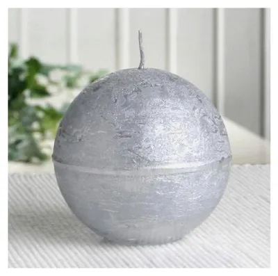 Produktbild von Rustikale Kugelkerze, 8 cm Ø, Silber-metallic