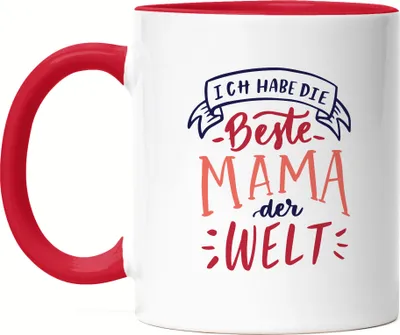 Produktbild von Ich Habe Die Beste Mama Der Welt Tasse Rot  Muttertag Geschenkidee Beste Mutter Lieblingsmama