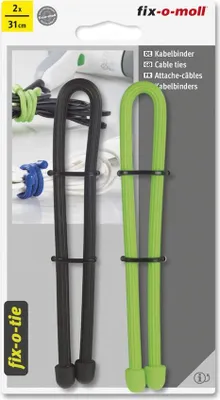 Produktbild von Kabelbinder lösbar fix-o-moll 310mm schwarz hellgrün