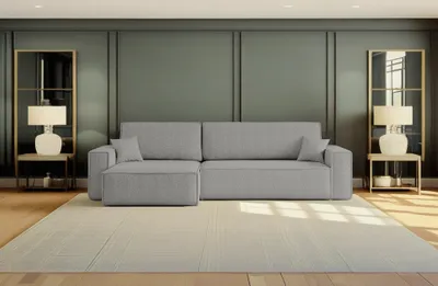 Produktbild von Kaiser Möbel Ecksofa mit schlaffunktion und bettkasten, Eckcouch BEST XL stoff Quelle Grau Links