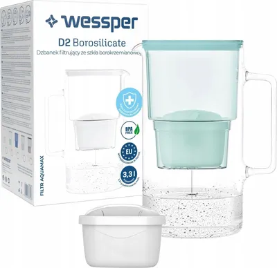 Produktbild von Wessper Wasserkrug aus Borosilikatglas 3.3L + Nachfüllung (mint)
