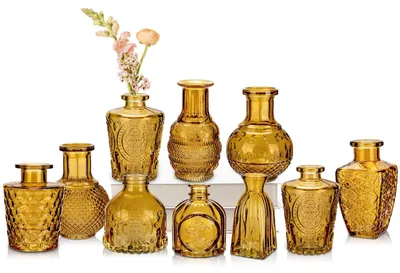 Obrázek produktu pro Sada 10 vintage skleněných váziček pro stolní dekorace