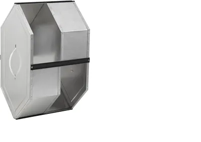 A silver, octagonal-shaped ventilation component with a black bar across the middle, shown against a white background.