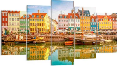 Produktbild von Bild auf Leinwand - Leinwandbild - Segelboote Wasser Architektur Hafen - 160x85cm - Wand Bild - Wanddeko - Leinwanddruck - Bilder - Kunstdruck - Leinwand bilder - Wandkunst - EA160x85-2873