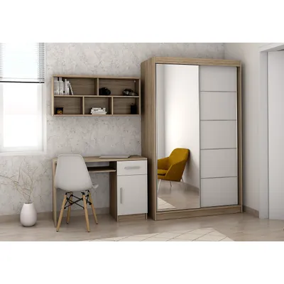 Obrázok produktu pre Set Schrank Schreibtisch Wandregal TOBBY 05 Sonoma Eiche/Weiß