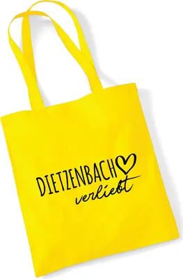 Produktbild von Huuraa Jutebeutel Dietzenbach verliebt 10 Liter Yellow Baumwolle Tasche Geschenkidee