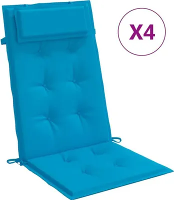 Imagen del producto de Cojines para silla, respaldo alto, 4 unidades, color azul claro, tela Oxford