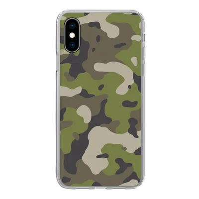 Produktbild von MuchoWow® Handyhülle Schutzhülle Hülle für iPhone X Camouflage-Muster mit militärischen Farben Silikon Softcase Handy Hülle - Handyhülle