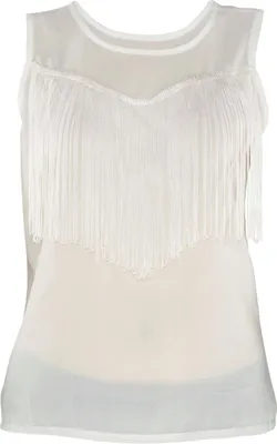 Produktbild von Top Capri schlicht mit Fransen-Detail und Knopfverschluss
