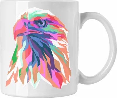 Produktbild von Trendation - Adler Polygon Tasse Geschenk Adler-Fans Bunt Becher (Weiß)