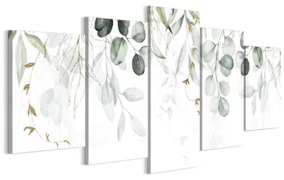 Produktbild von LUMASOUL Wandbilder Wohnzimmer 5-teilig Leinwandbild Blätter 100x50 cmMehrteilige Wanddeko für Schlafzimmer Flur Büro