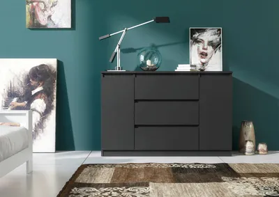 Produktbild von Praktische Kommode 120 cm mit 2 Türen und 3 Schubladen mit viel Stauraum