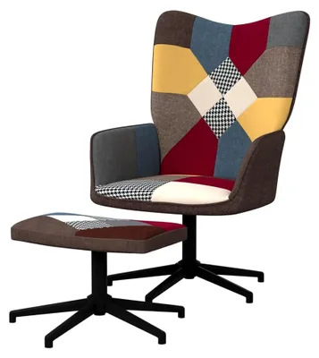 Produktbild von Relaxsessel mit Hocker aus Patchwork-Stoff