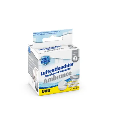 A product shot of a box of Uhu Air Max Ambiance moisture absorbers.