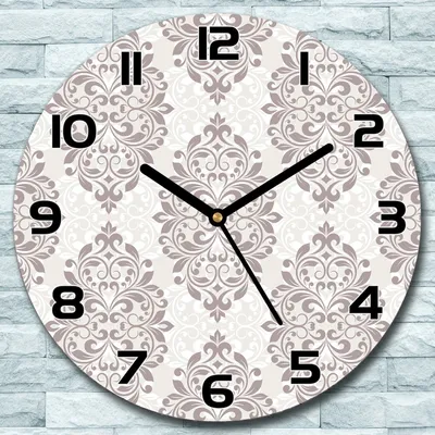 Produktbild von Wanduhr aus Glas Rund fi 30 Damastmuster Quarz Deko Schlafzimmer Büro
