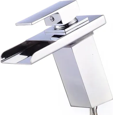 Produktbild von LED Wasserhahn - Bad Waschbeckenarmatur - LED Temperaturanzeige - 3-Farben Licht - Stabil bei niedrigem Wasserdruck - Messingkörper - Keramikventil - Aufsatzmontage - Silber