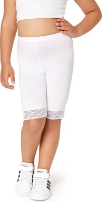 Image de Leggings courts pour fille Merry Style avec dentelle - Leggings en viscose pour fille MS10-434 (Blanc, 152)
