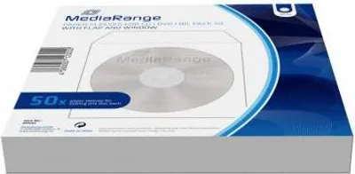 Image de 50 Mediarange pochettes papier avec fenêtre pour 1 BD / CD / DVD blanc