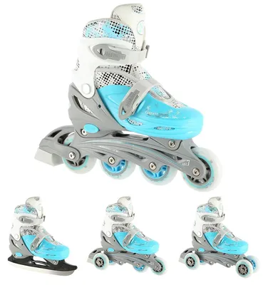 Immagine prodotto di Nils Extreme Roller Skates 2in1 - Pattini da ghiaccio per bambini - Pattini in linea per bambini - Pattini da ghiaccio per bambini S - Blu - NH18331