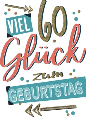 Produktbild von 60. Geburtstag Karte mit Briefumschlag Viel Glück, Pfeile