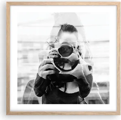 Produktbild von Gerahmtes Poster - Rahmen in heller Eiche - Fotograf Schwarzweiß Doppel - 50x50 cm - Wand Bild - Wanddeko - Wandbilder - Kunstposter - Wandposter - Bilderrahmen - Bilder - Kunstdruck - P2NAC50x50-4586