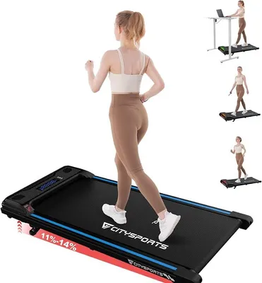 Produktbild von Laufband mit Steigung,Walking Pad mit 11 %–14 % Neigung,LED-Anzeige & Lichteffekt,1–6 km/h,Laufband für Zuhause Büro mit Fernbedienung