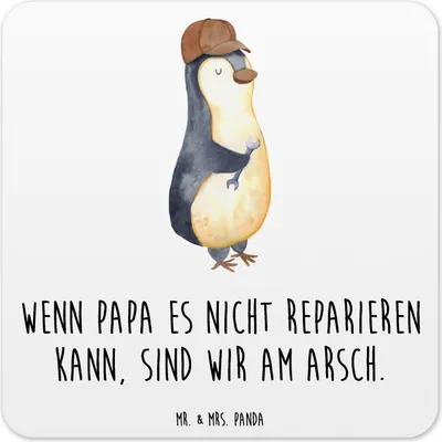 Produktbild von Mr. & Mrs. Panda Tischuntersetzer Wenn Papa es nicht reparieren kann, sind wir am Arsch 10er Set - Weiß - Geschenk, Untersetzer für Gläser, Getränkeuntersetzer, Coaster