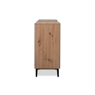 Immagine prodotto di Calicosy - Credenza a 3 ante e 2 vani L120 cm - Decorazione legno e nero