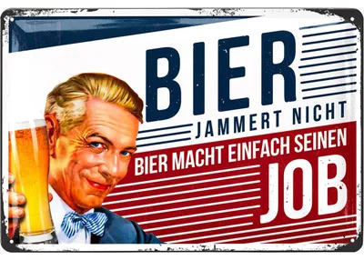 Produktbild von LANOLU Retro Blechschild BIER lustiges Sprüche Metallschild, Geschenk für Männer Kneipen Partykeller Dekoration Werkstattschild 20x30cm