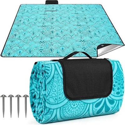 Produktbild von Famanu Picknickdecke wasserfest - 200 x 200 cm, peacock blue