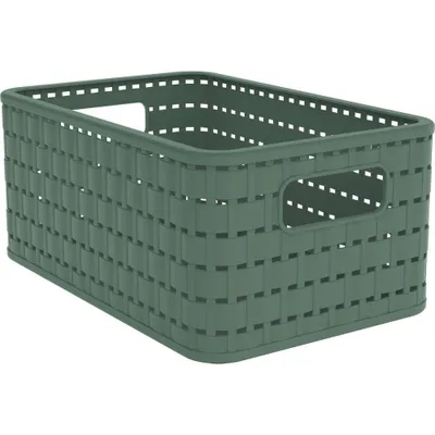 Produktbild von Rotho Aufbewahrungskorb A5 6 Liter Volumen 8873809 Kiste Country Rattan-Optik, Rotho Korb Farbe:Deep Forest Grün, Rotho Korb Größe:DIN A5 6 Liter